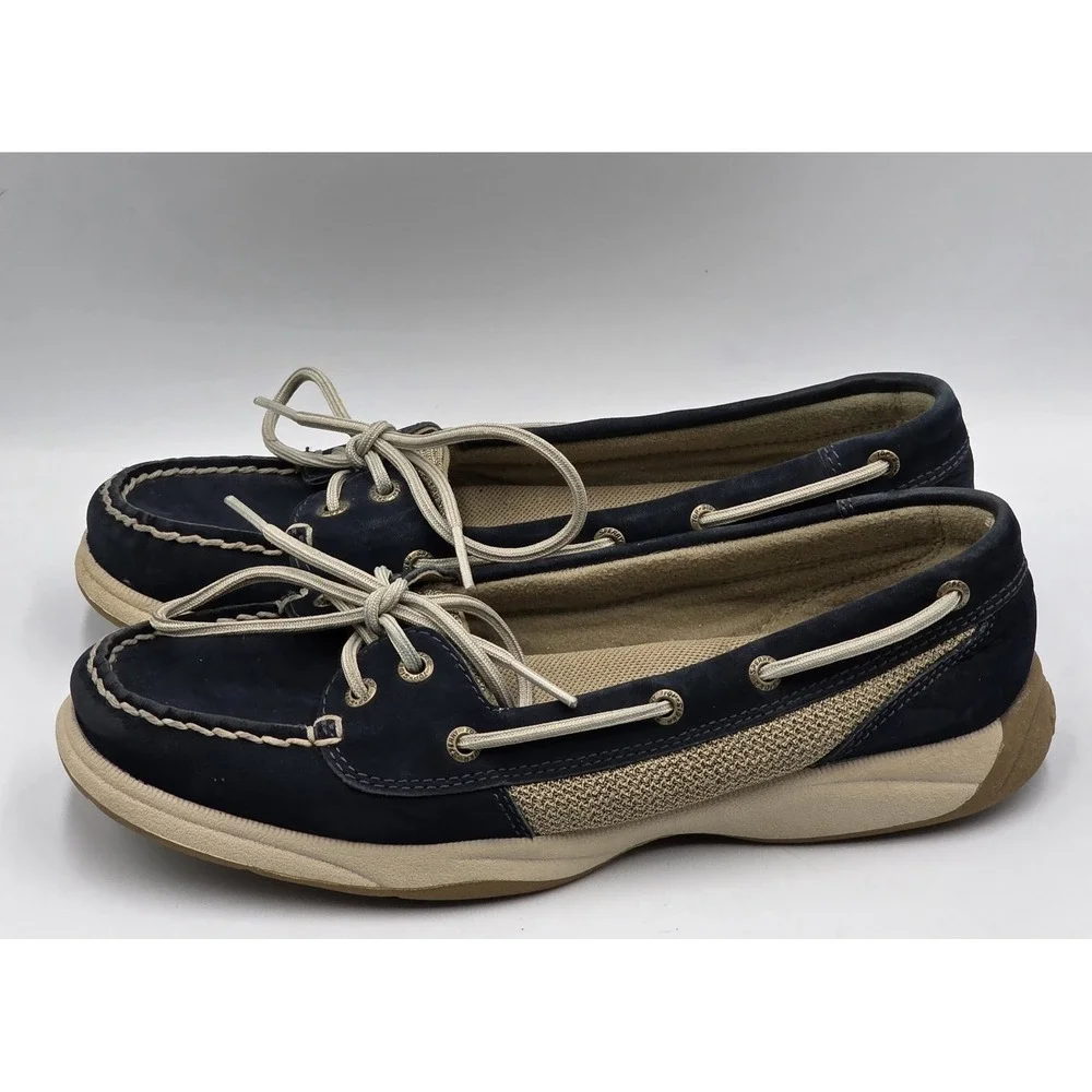 Sperry Top-Sider Angelfish Boat Shoes Women's 7M Navy STS94002 Leather Canvas